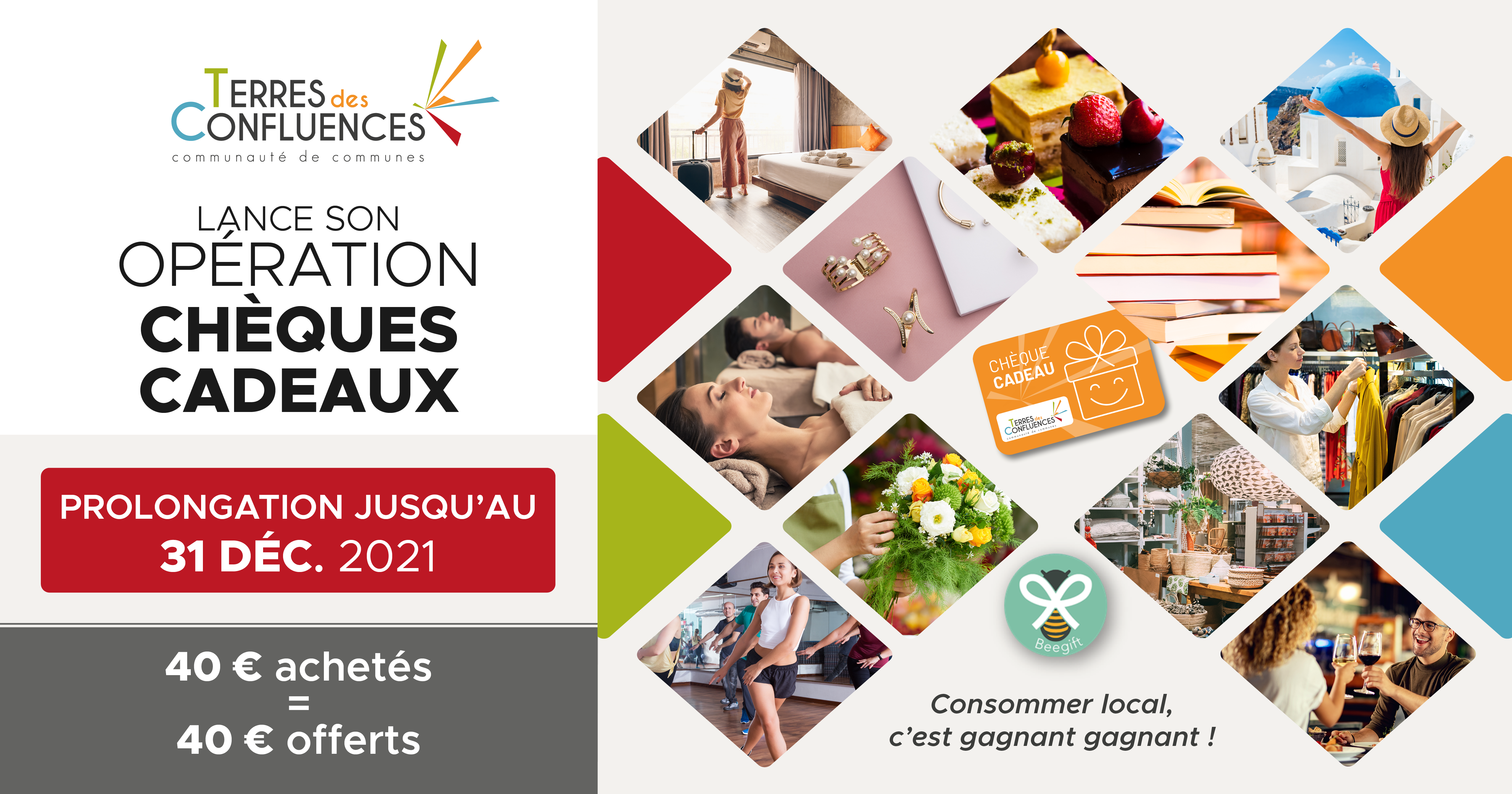 Opération chèques cadeaux prolongation communauté de communes Terres des confluences