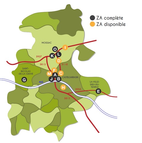 Schéma développement économique et touristique Communauté de communes Terres des Confluences carte zone d'activités