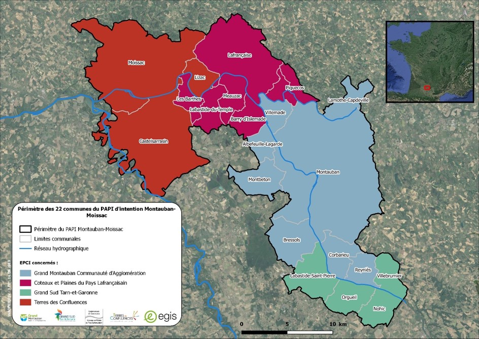 Carte Programme d’Actions de Prévention des Inondations (PAPI) d’intention du TARN - Communauté de Communes Terres des Confluences