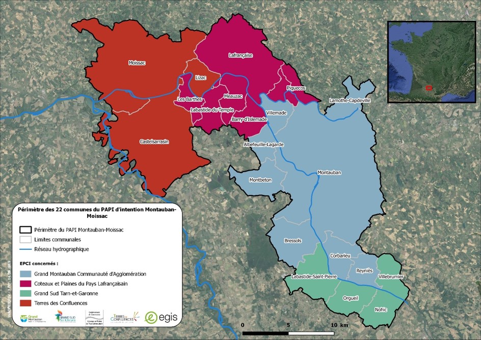Carte Programme d’Actions de Prévention des Inondations (PAPI) d’intention du TARN - Communauté de Communes Terres des Confluences